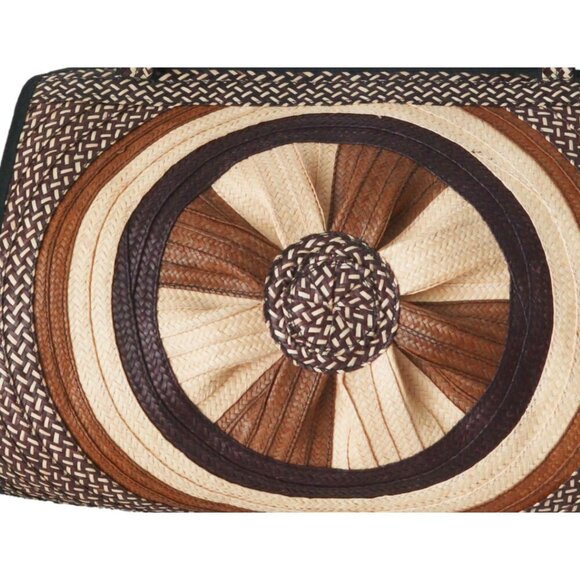 Vintage Handmade Colombian Woven Purse Arrow Cane Straw Top Handle Clutch Handba - Picture 2 of 8